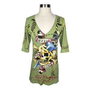 Vintage Y2K Ed Hardy by Christian Audigier Death or Glory Top - Size Medium